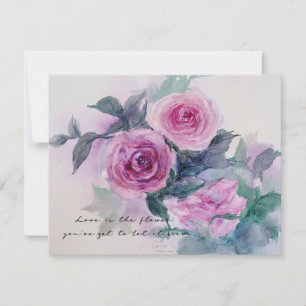 Vintage Rozen Bloemen Waterverf Uitnodiging Kaart