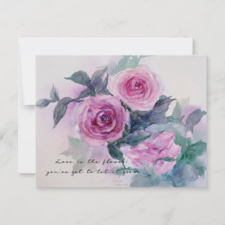 Vintage Rozen Bloemen Waterverf Uitnodiging Kaart
