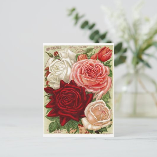 Vintage Rozen Briefkaart (Staand voorkant)