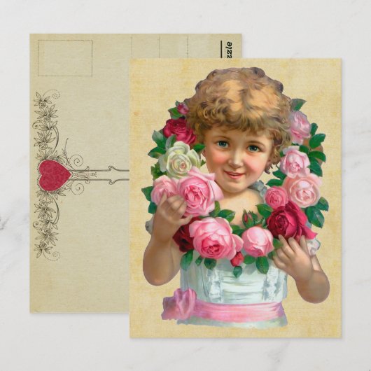 Vintage Rozen Briefkaart (Voorkant / Achterkant)