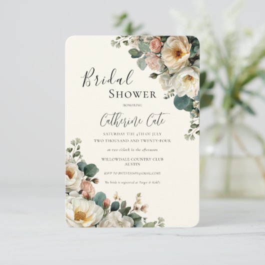 Vintage Rozen Bruidsbloemen  Kaart (Staand voorkant)