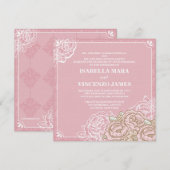 Vintage Rozen bruiloft Kaart (Voorkant / Achterkant)