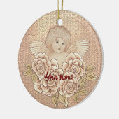 Vintage Rozen Cherubijn Engel Keramisch Ornament (Links)