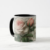 vintage rozen en ansichtkaart mok (Voorkant links)