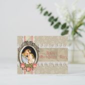 Vintage Rozen en Briefkaart van kant-en-Moederdag (Staand voorkant)