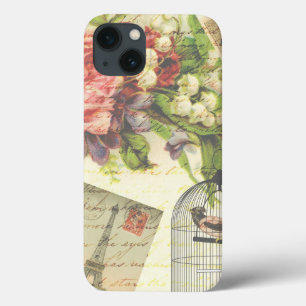 Vintage Rozen en Gekooide Vogel iPhone 13 Hoesje