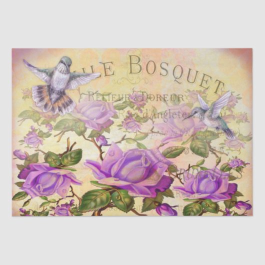 Vintage Rozen en kalkoenen Ontkoppeling Tissuepapier (Voorkant)