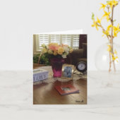 Vintage Rozen en Kant Kaart (Gele Bloem)