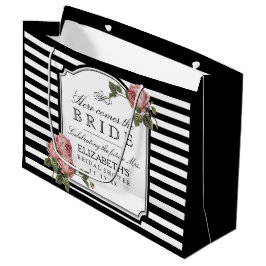 Vintage Rozen en stripes Vrijgezellenfeest Large Cadeautasje