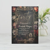 Vintage Rozen Gothic 40e Verjaardag Kaart (Staand voorkant)