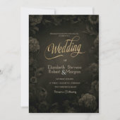 Vintage Rozen Gotische Bruiloft  Kaart (Voorkant)