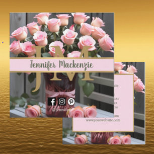 Vintage Rozen Goud Mooie Roze Vierkante Visitekaartje