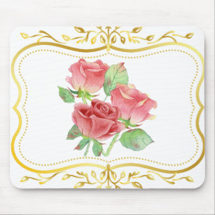 vintage rozen gouden frame bloemendesign muismat