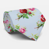 vintage rozen in zachtblauw stropdas (Opgerold)