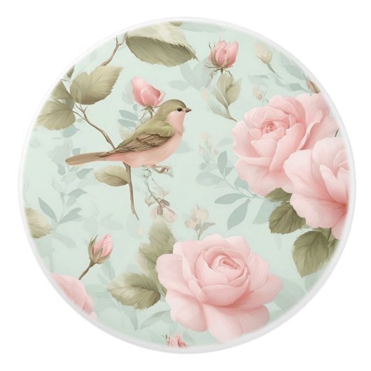 Vintage Rozen keramische knop (Voorkant)