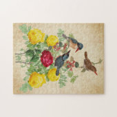 Vintage Rozen met IJsvogel Vogels  Legpuzzel (Horizontaal)
