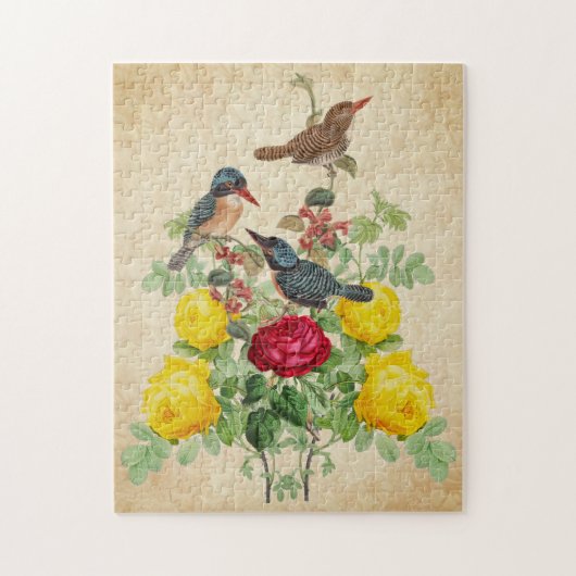 Vintage Rozen met IJsvogel Vogels  Legpuzzel (Verticaal)