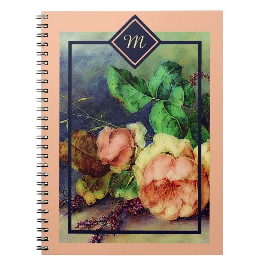 Vintage rozen monogram notitieboek (Voorkant)