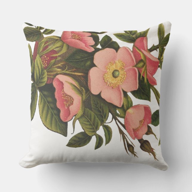 Vintage Rozen Mooie Roze Botanisch Buitenkussen (Voorkant)
