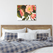 Vintage Rozen Mooie Roze Botanisch Canvas Afdruk (Insitu (Slaapkamer))