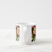 Vintage Rozen Mooie Roze Botanisch Espresso Kop (Achterkant)