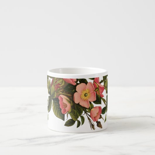 Vintage Rozen Mooie Roze Botanisch Espresso Kop (Voorkant)