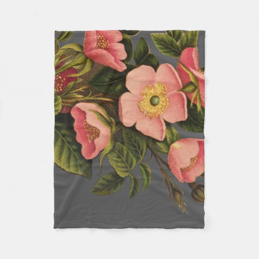 Vintage Rozen Mooie Roze Botanisch Fleece Deken (Voorkant)