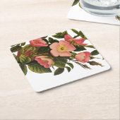 Vintage Rozen Mooie Roze Botanisch Kartonnen Onderzetters (Schuin)