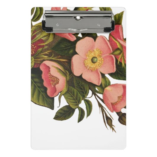 Vintage Rozen Mooie Roze Botanisch Mini Klembord (Voorkant)