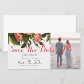 Vintage Rozen Mooie Roze Botanisch Save The Date (Voorkant / Achterkant)
