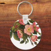 Vintage Rozen Mooie Roze Botanisch Sleutelhanger (Voorkant)