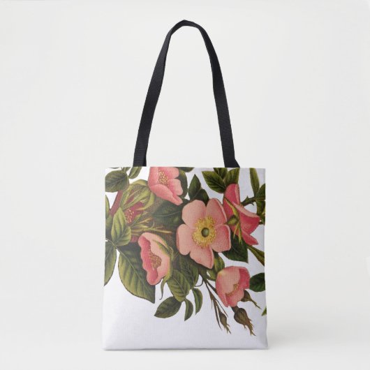 Vintage Rozen Mooie Roze Botanisch Tote Bag (Voorkant)