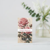 Vintage Rozen Mooie Roze  Visitekaartje (Staand voorkant)