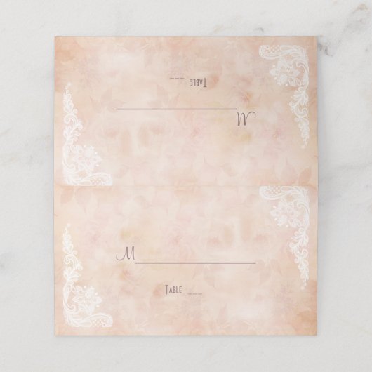 Vintage Rozen Oude papieren bruiloft Plaatskaartje (Buitenkant ongevouwen)