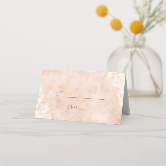 Vintage Rozen Oude papieren bruiloft Plaatskaartje (Achterkant)