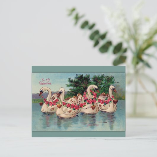 Vintage Rozen Valentijn Briefkaart (Staand voorkant)