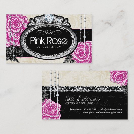 Vintage Rozen Visitekaartjes (Voorkant / Achterkant)