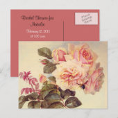 Vintage Rozen Vrijgezellenfeest Uitnodiging Briefkaart (Voorkant / Achterkant)