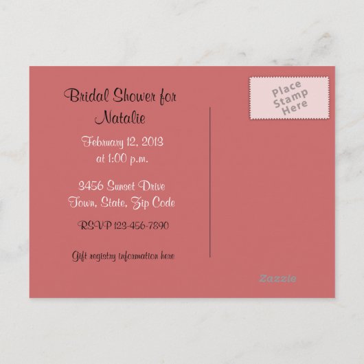 Vintage Rozen Vrijgezellenfeest Uitnodiging Briefkaart (Achterkant)