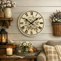Vintage Rozen Wandklok