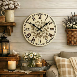 Vintage Rozen Wandklok 