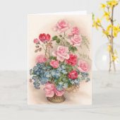 Vintage Rozen Wenskaart Kaart (Gele Bloem)