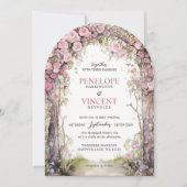 Vintage Rozenboog | Monogram Bruiloft Kaart (Voorkant)