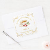 Vintage Rozenbottelthee Vierkante Label (Envelop)