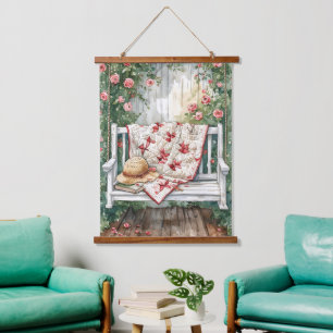 Vintage Rozenschommel met Quilt Charme Hangend Wandkleed