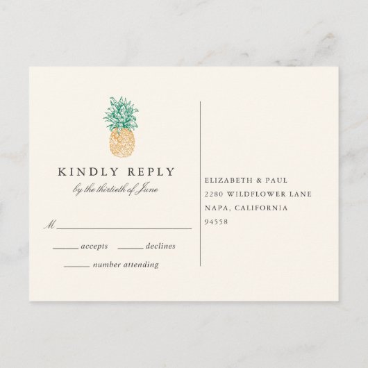 Vintage RSVP-Briefkaart Uitnodiging Briefkaart (Achterkant)