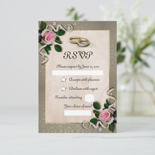 Vintage RSVP Kaartje (Staand voorkant)