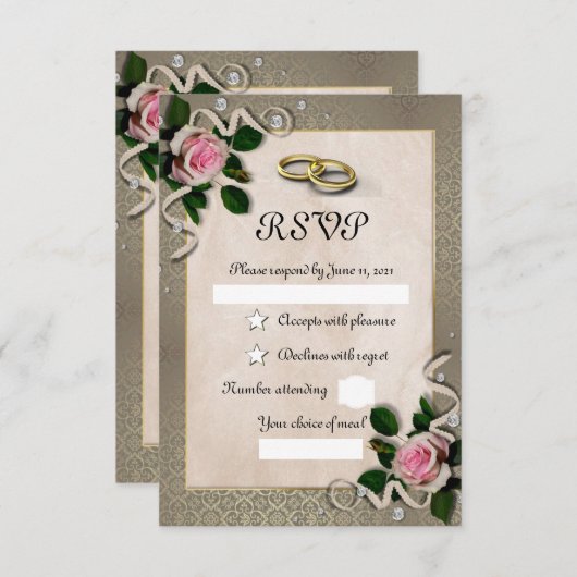 Vintage RSVP Kaartje (Voorkant / Achterkant)