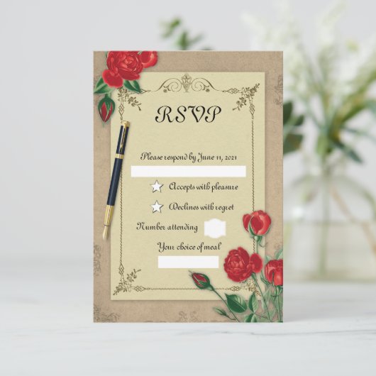 Vintage RSVP Kaartje (Staand voorkant)