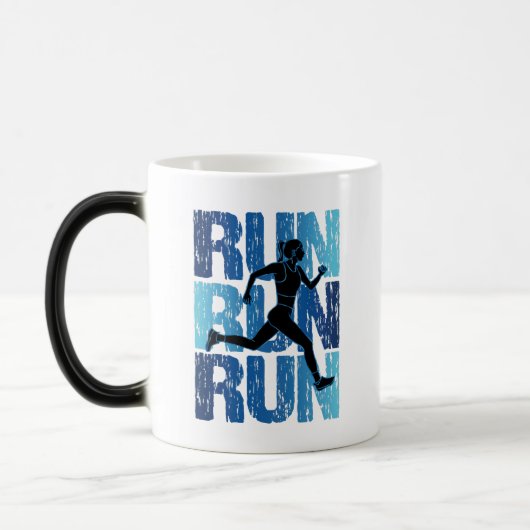 Vintage Runner Girl - Run Run Run Magische Mok (Links)